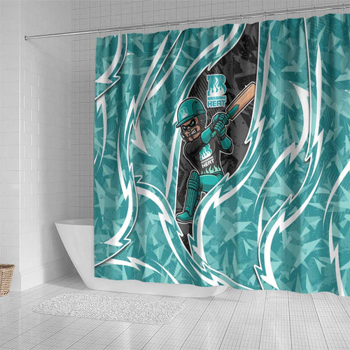 Brisbane Heat Shower Curtain Flaming Lightning Storm Geometric Sports Mascot Art