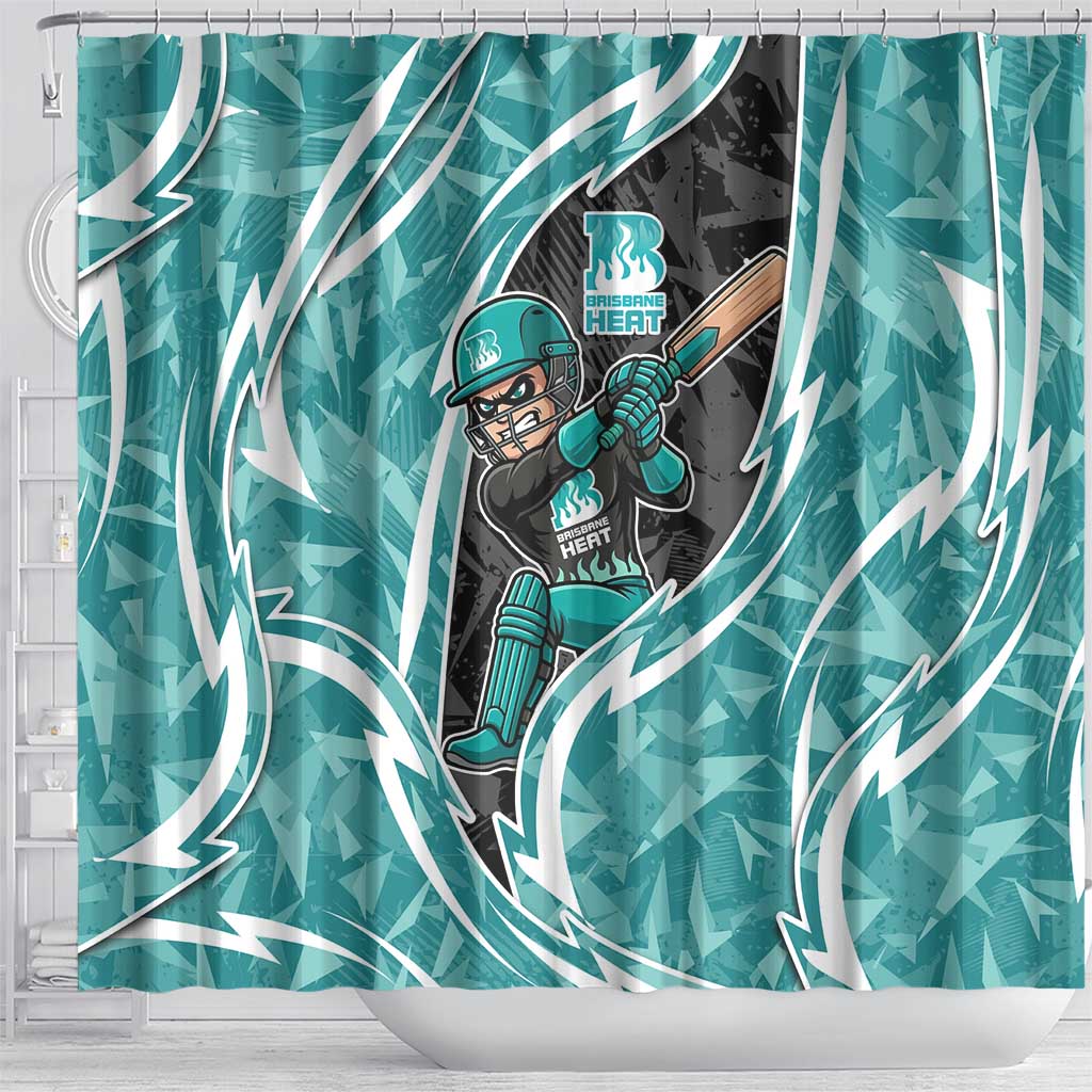 Brisbane Heat Shower Curtain Flaming Lightning Storm Geometric Sports Mascot Art