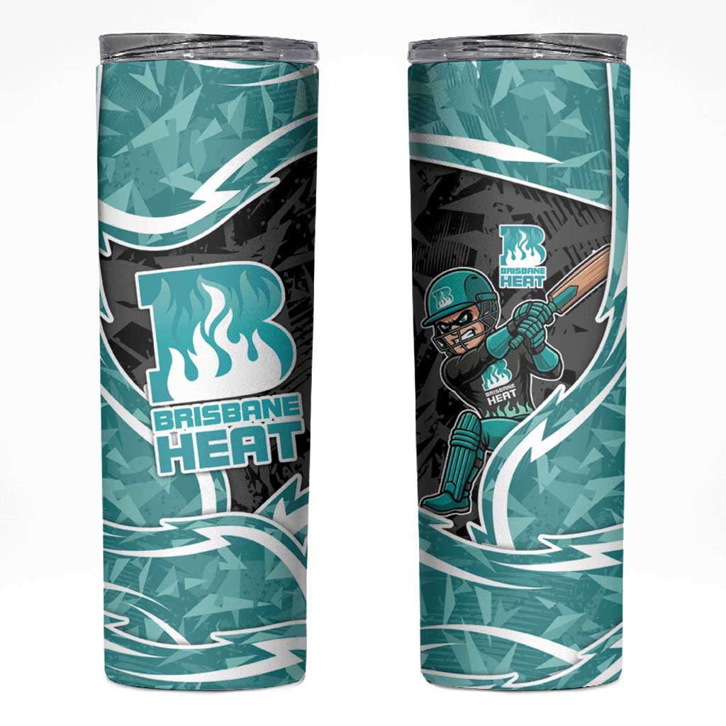 Brisbane Heat Skinny Tumbler Flaming Lightning Storm Geometric Sports Mascot Art