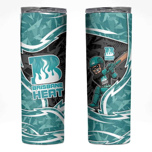Brisbane Heat Skinny Tumbler Flaming Lightning Storm Geometric Sports Mascot Art