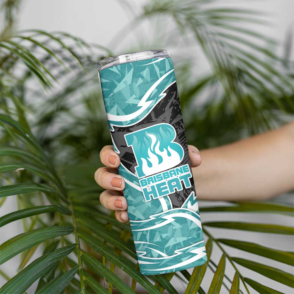 Brisbane Heat Skinny Tumbler Flaming Lightning Storm Geometric Sports Mascot Art