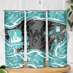 Brisbane Heat Skinny Tumbler Flaming Lightning Storm Geometric Sports Mascot Art