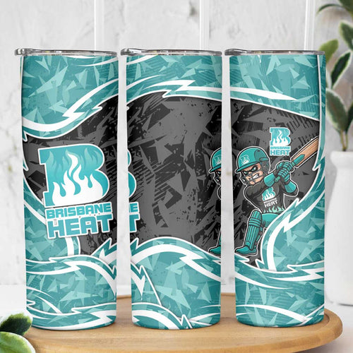 Brisbane Heat Skinny Tumbler Flaming Lightning Storm Geometric Sports Mascot Art