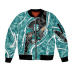 Brisbane Heat Sleeve Zip Bomber Jacket Flaming Lightning Storm Geometric Sports Mascot Art