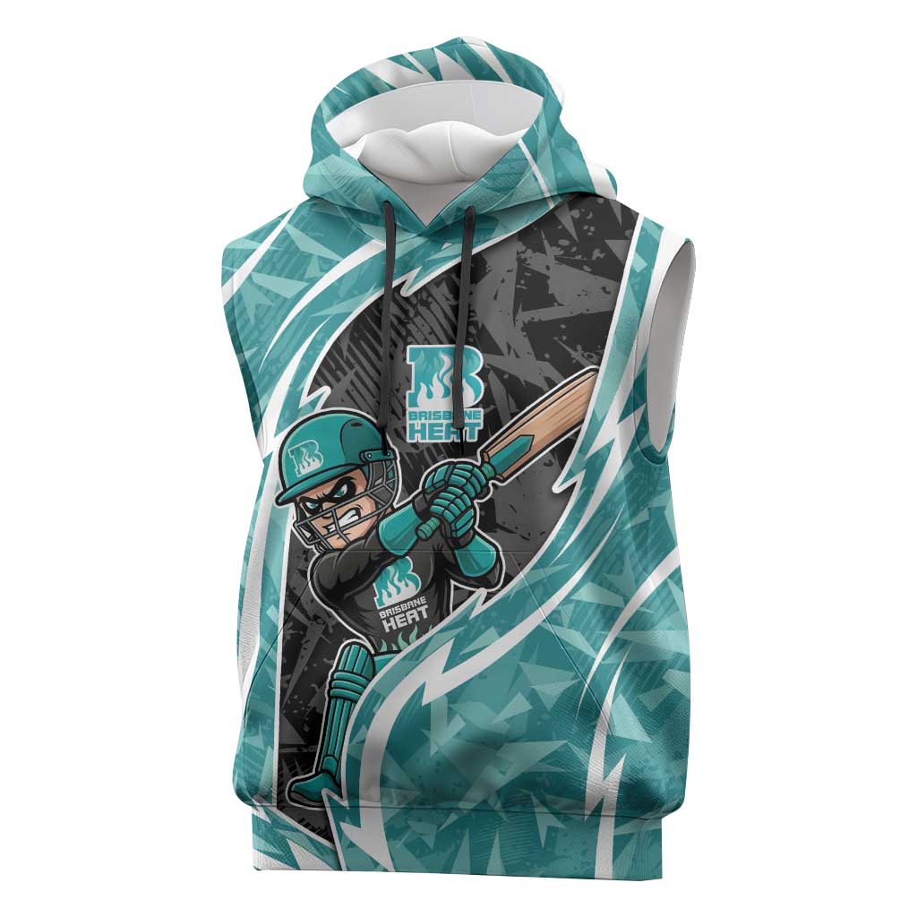 Brisbane Heat Sleeveless Hoodie Flaming Lightning Storm Geometric Sports Mascot Art