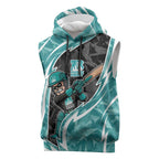 Brisbane Heat Sleeveless Hoodie Flaming Lightning Storm Geometric Sports Mascot Art