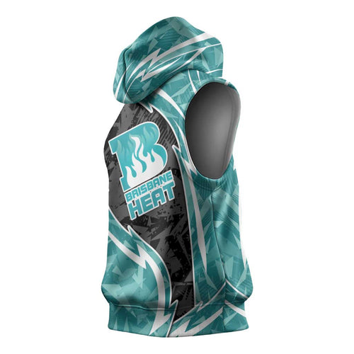 Brisbane Heat Sleeveless Hoodie Flaming Lightning Storm Geometric Sports Mascot Art
