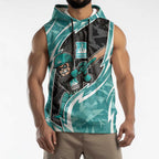 Brisbane Heat Sleeveless Hoodie Flaming Lightning Storm Geometric Sports Mascot Art