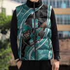 Brisbane Heat Sleeveless Puffer Jacket Flaming Lightning Storm Geometric Sports Mascot Art