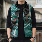 Brisbane Heat Sleeveless Puffer Jacket Flaming Lightning Storm Geometric Sports Mascot Art