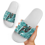 Brisbane Heat Slide Sandals Flaming Lightning Storm Geometric Sports Mascot Art