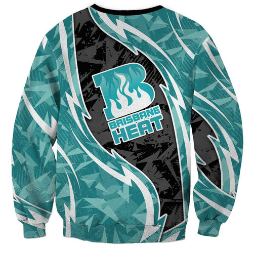 Brisbane Heat Sweatshirt Flaming Lightning Storm Geometric Sports Mascot Art