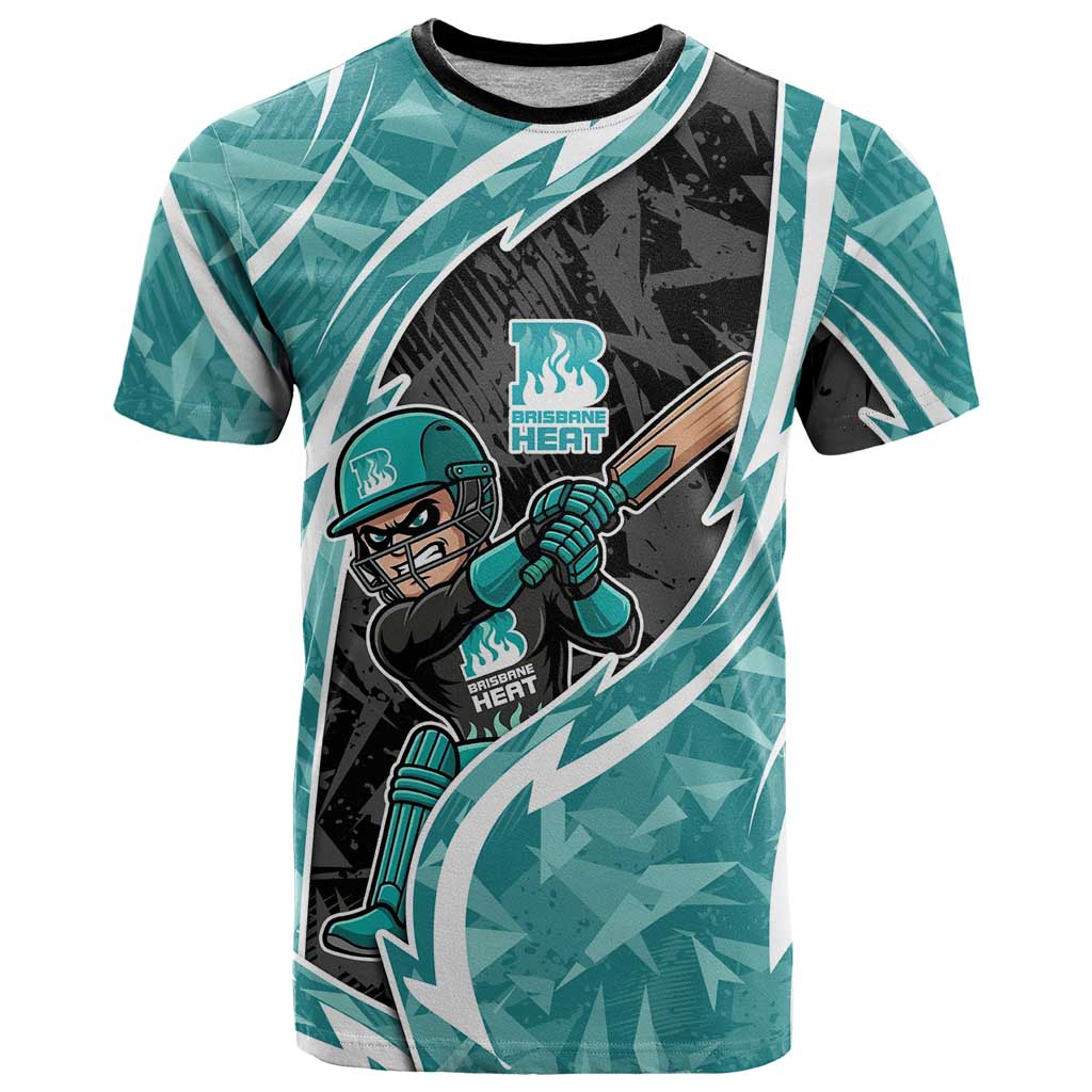 Brisbane Heat T Shirt Flaming Lightning Storm Geometric Sports Mascot Art