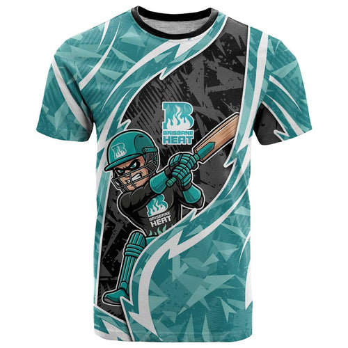 Brisbane Heat T Shirt Flaming Lightning Storm Geometric Sports Mascot Art