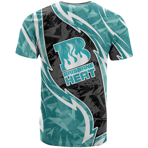 Brisbane Heat T Shirt Flaming Lightning Storm Geometric Sports Mascot Art