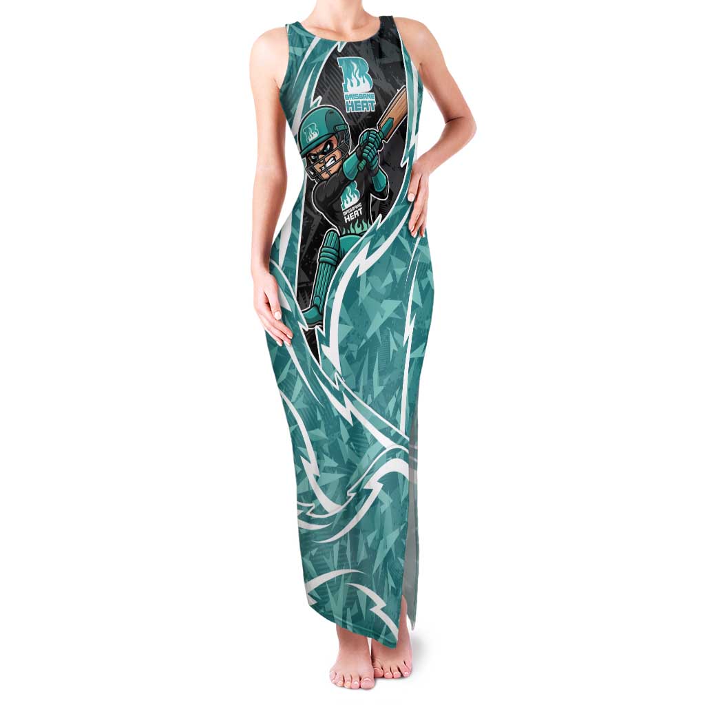 Brisbane Heat Tank Maxi Dress Flaming Lightning Storm Geometric Sports Mascot Art