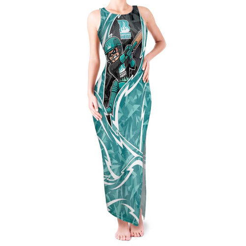 Brisbane Heat Tank Maxi Dress Flaming Lightning Storm Geometric Sports Mascot Art