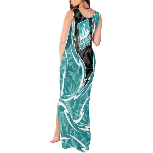 Brisbane Heat Tank Maxi Dress Flaming Lightning Storm Geometric Sports Mascot Art
