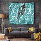Brisbane Heat Tapestry Flaming Lightning Storm Geometric Sports Mascot Art