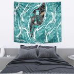 Brisbane Heat Tapestry Flaming Lightning Storm Geometric Sports Mascot Art