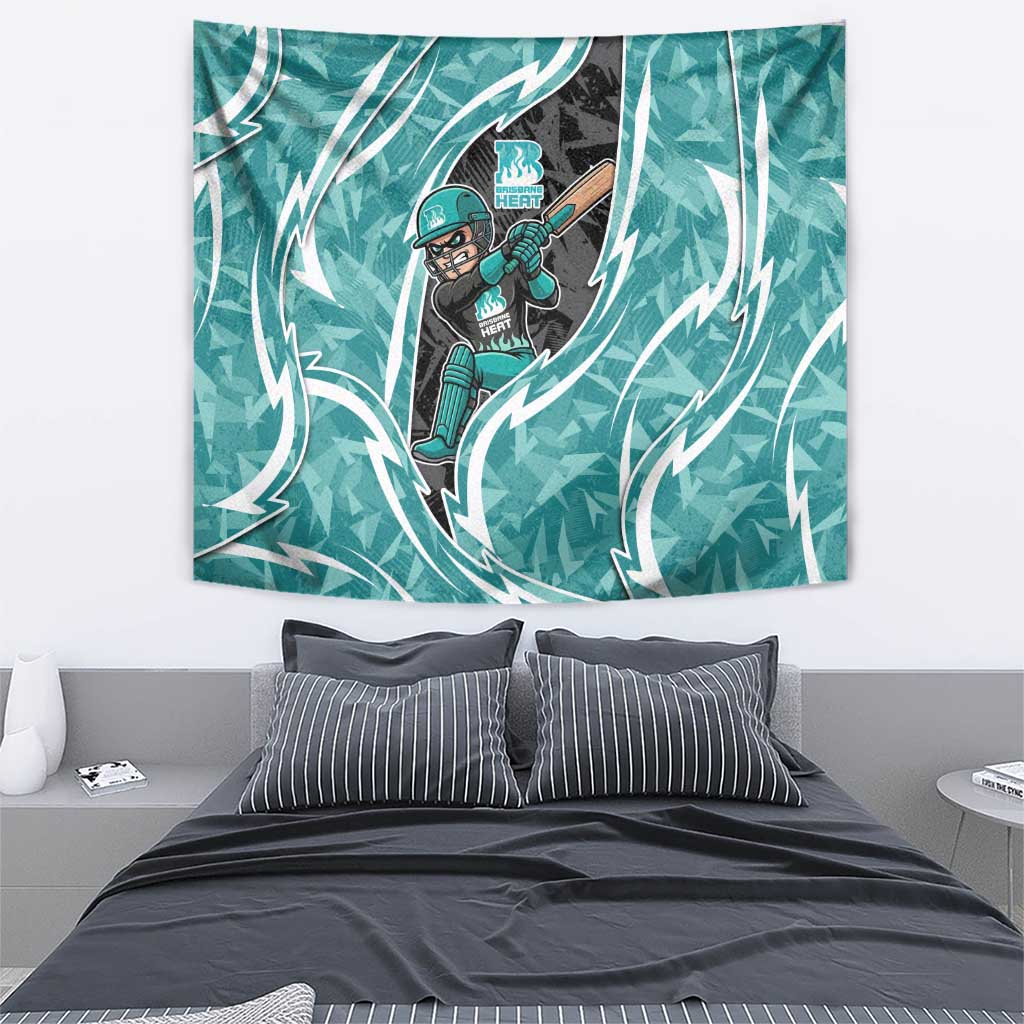 Brisbane Heat Tapestry Flaming Lightning Storm Geometric Sports Mascot Art