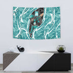 Brisbane Heat Tapestry Flaming Lightning Storm Geometric Sports Mascot Art