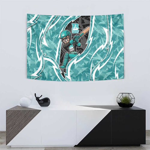 Brisbane Heat Tapestry Flaming Lightning Storm Geometric Sports Mascot Art