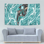 Brisbane Heat Tapestry Flaming Lightning Storm Geometric Sports Mascot Art