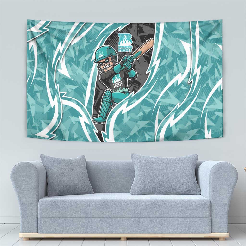 Brisbane Heat Tapestry Flaming Lightning Storm Geometric Sports Mascot Art