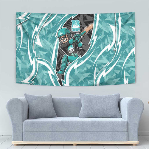 Brisbane Heat Tapestry Flaming Lightning Storm Geometric Sports Mascot Art