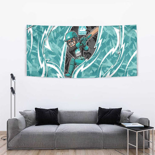 Brisbane Heat Tapestry Flaming Lightning Storm Geometric Sports Mascot Art