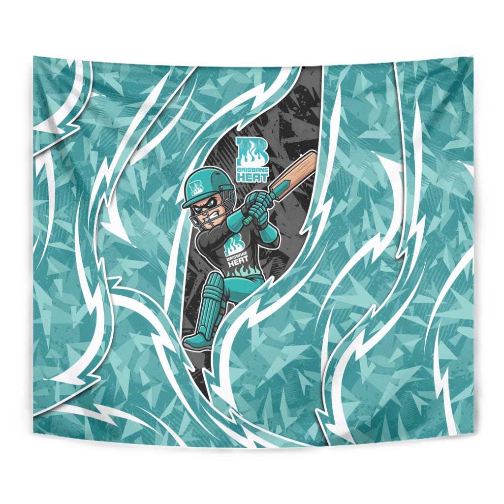 Brisbane Heat Tapestry Flaming Lightning Storm Geometric Sports Mascot Art