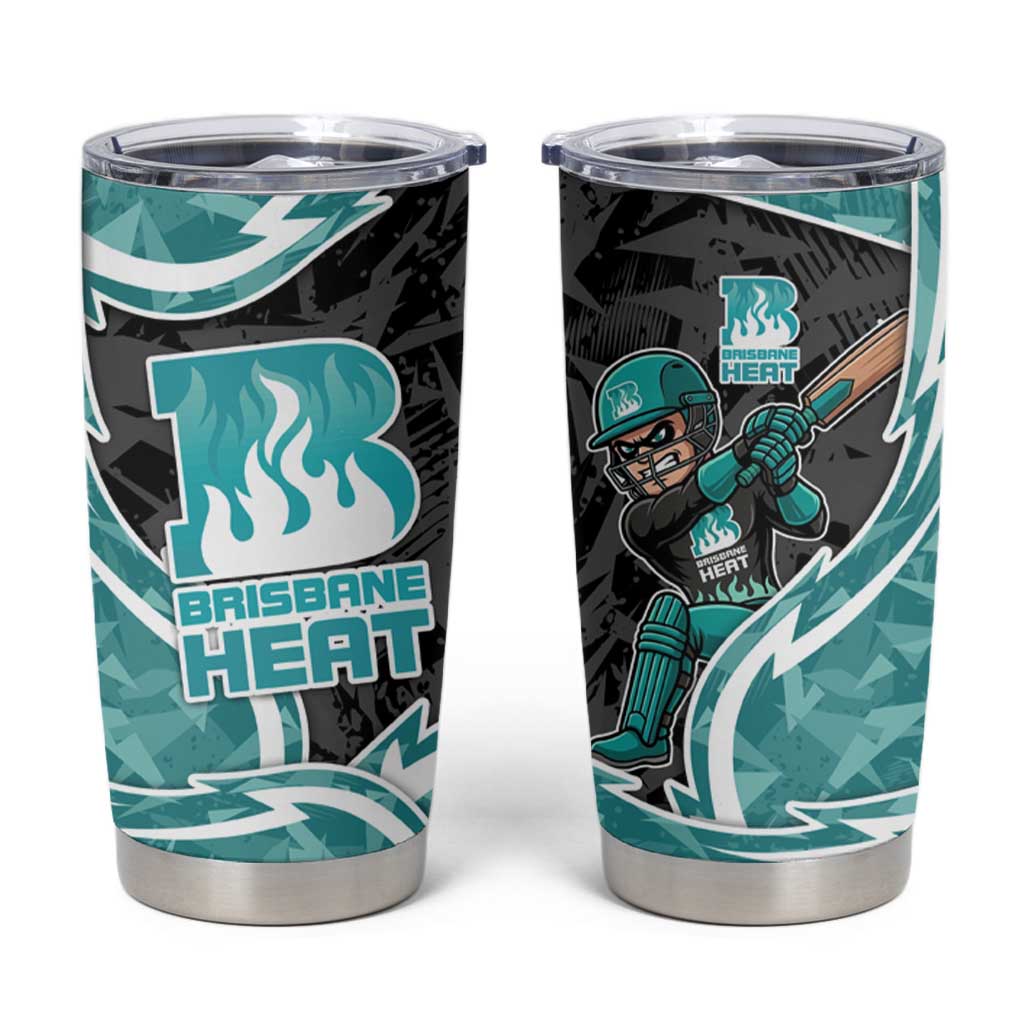 Brisbane Heat Tumbler Cup Flaming Lightning Storm Geometric Sports Mascot Art