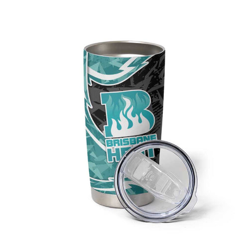 Brisbane Heat Tumbler Cup Flaming Lightning Storm Geometric Sports Mascot Art