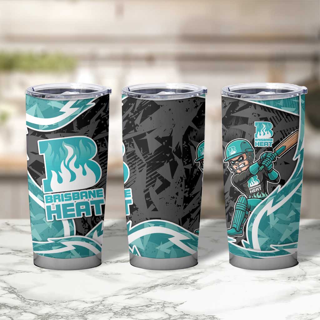 Brisbane Heat Tumbler Cup Flaming Lightning Storm Geometric Sports Mascot Art