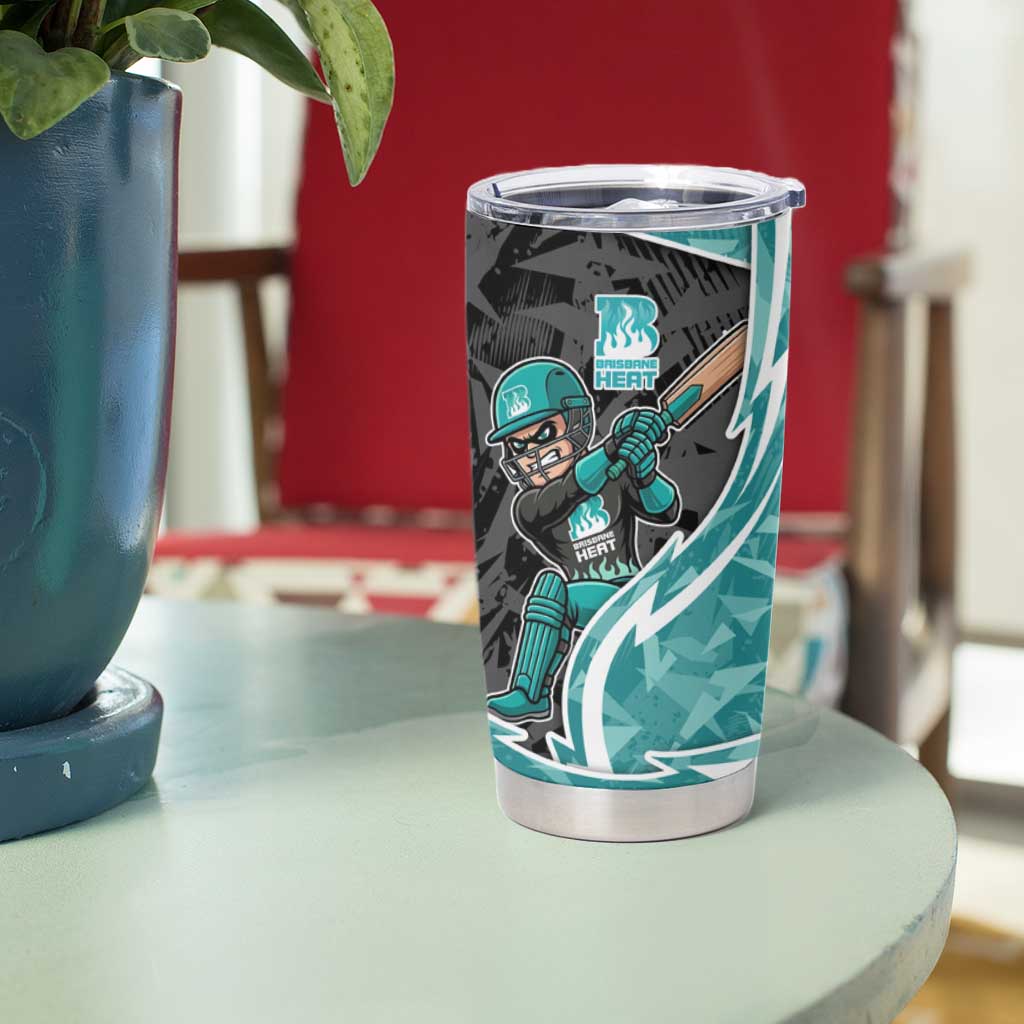 Brisbane Heat Tumbler Cup Flaming Lightning Storm Geometric Sports Mascot Art