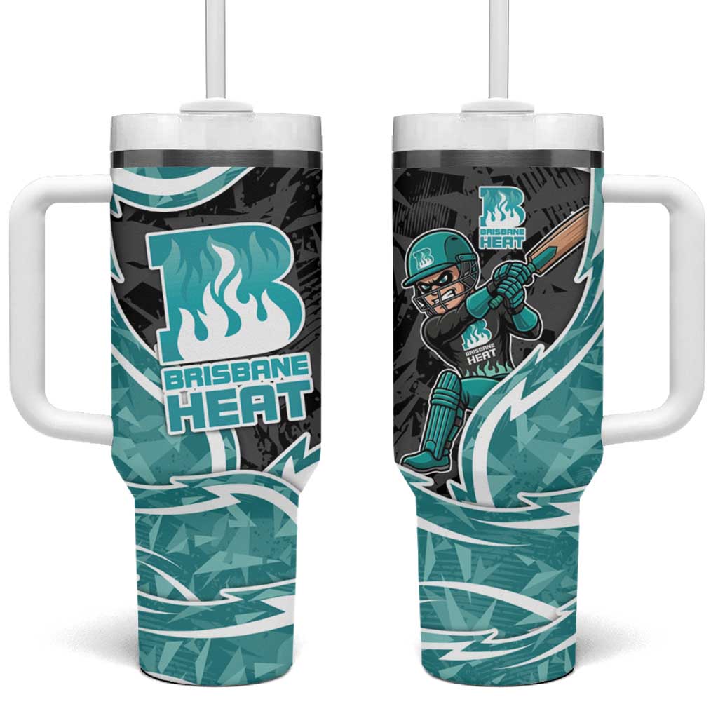 Brisbane Heat Tumbler With Handle Flaming Lightning Storm Geometric Sports Mascot Art