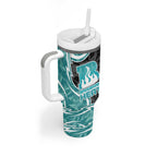 Brisbane Heat Tumbler With Handle Flaming Lightning Storm Geometric Sports Mascot Art