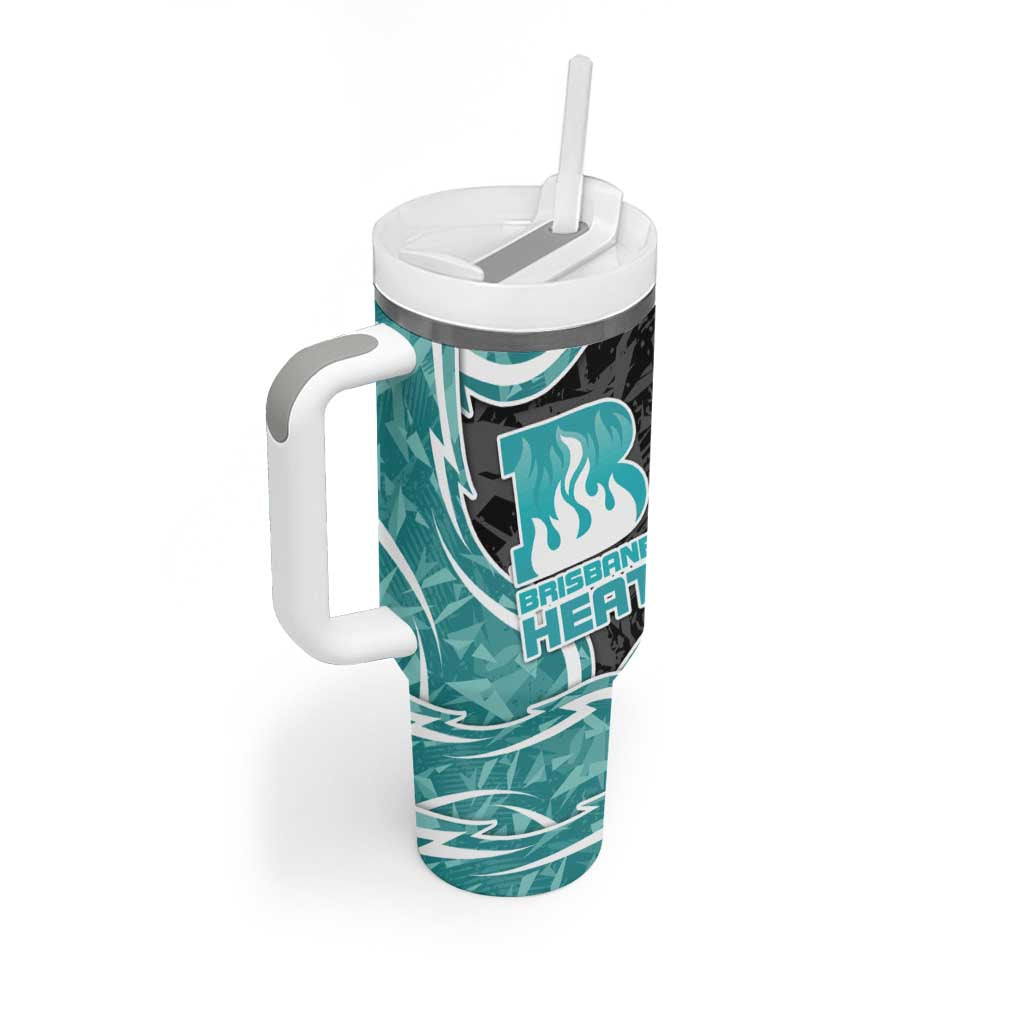 Brisbane Heat Tumbler With Handle Flaming Lightning Storm Geometric Sports Mascot Art