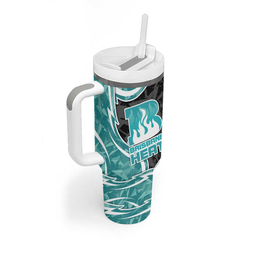 Brisbane Heat Tumbler With Handle Flaming Lightning Storm Geometric Sports Mascot Art