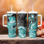 Brisbane Heat Tumbler With Handle Flaming Lightning Storm Geometric Sports Mascot Art