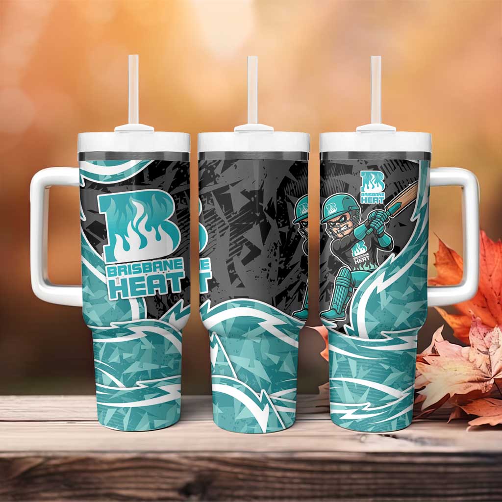 Brisbane Heat Tumbler With Handle Flaming Lightning Storm Geometric Sports Mascot Art