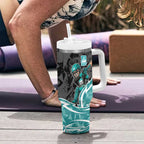 Brisbane Heat Tumbler With Handle Flaming Lightning Storm Geometric Sports Mascot Art