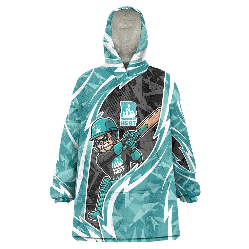 Brisbane Heat Wearable Blanket Hoodie Flaming Lightning Storm Geometric Sports Mascot Art