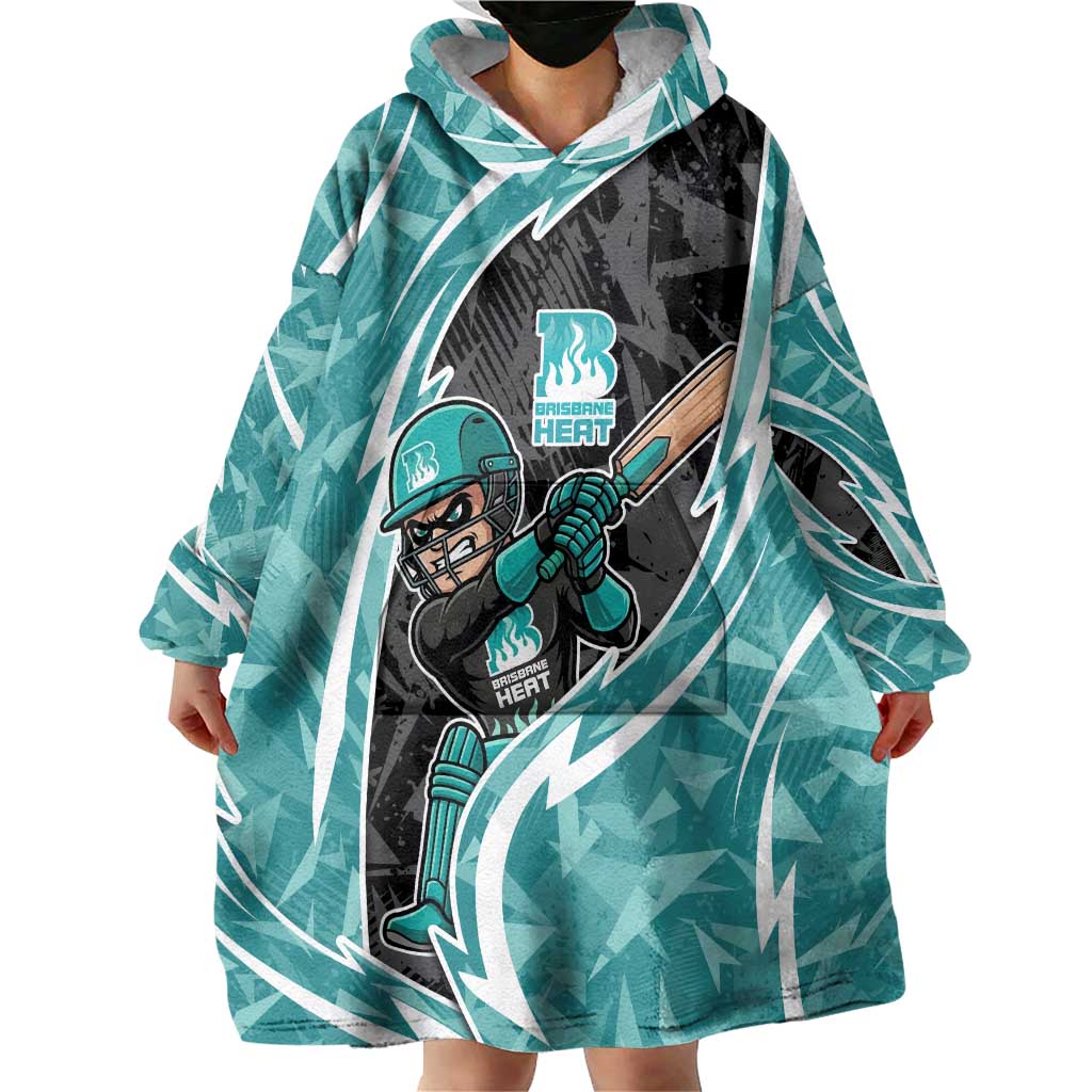 Brisbane Heat Wearable Blanket Hoodie Flaming Lightning Storm Geometric Sports Mascot Art