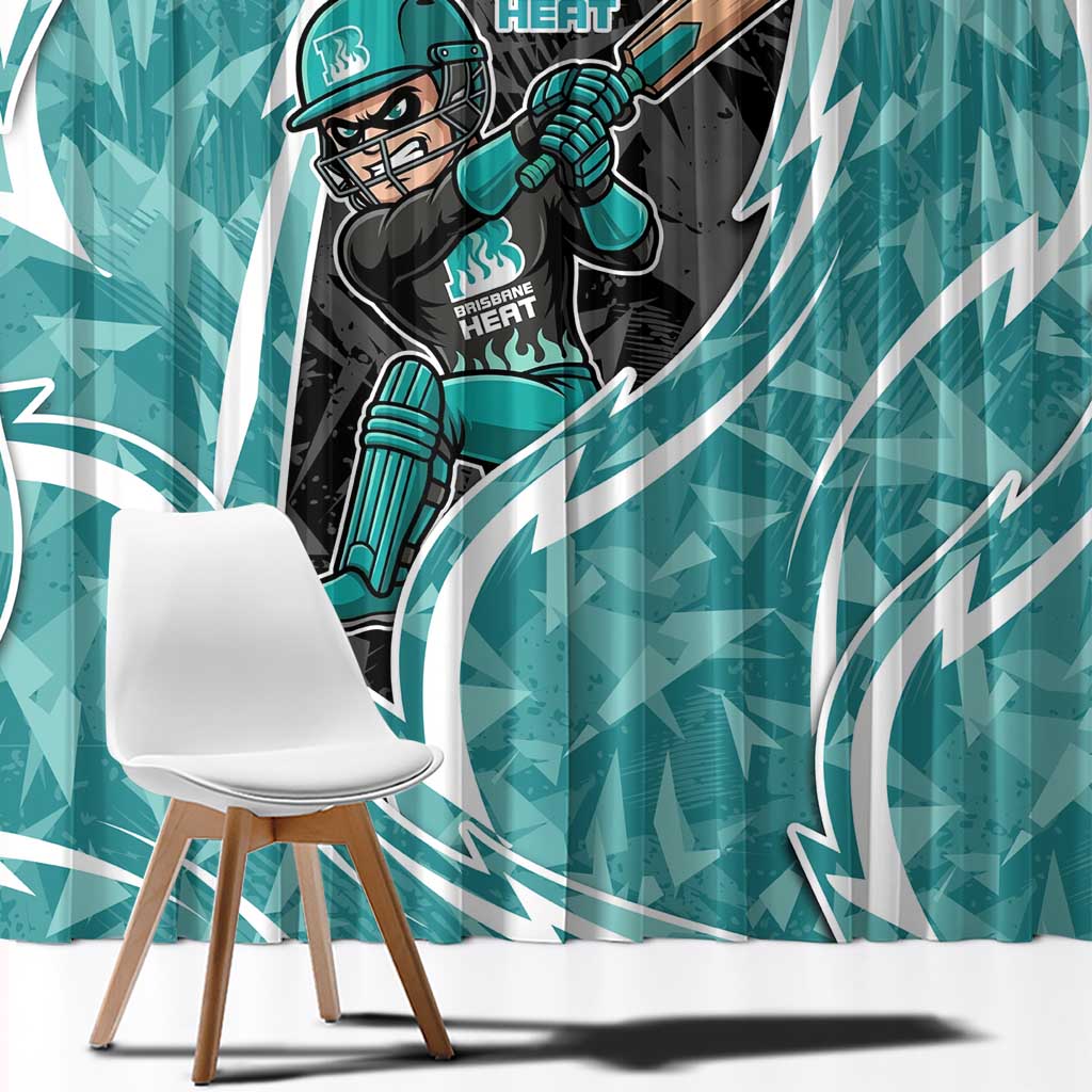 Brisbane Heat Window Curtain Flaming Lightning Storm Geometric Sports Mascot Art