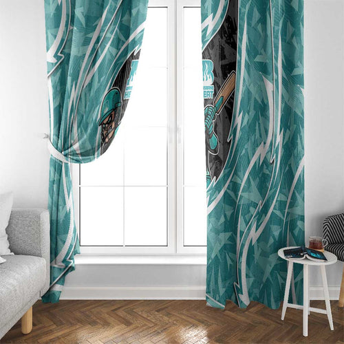 Brisbane Heat Window Curtain Flaming Lightning Storm Geometric Sports Mascot Art