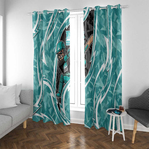Brisbane Heat Window Curtain Flaming Lightning Storm Geometric Sports Mascot Art