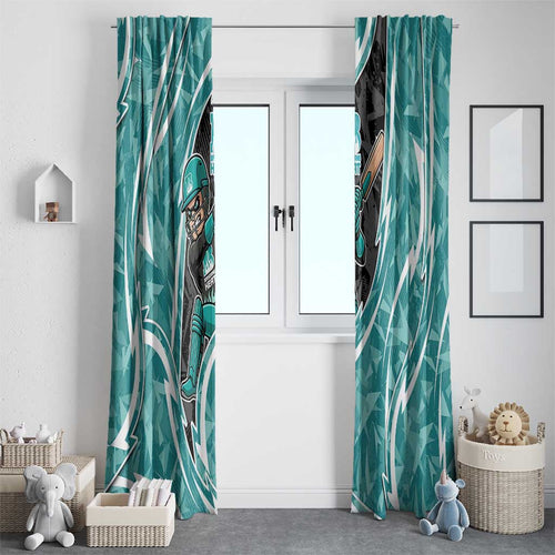 Brisbane Heat Window Curtain Flaming Lightning Storm Geometric Sports Mascot Art