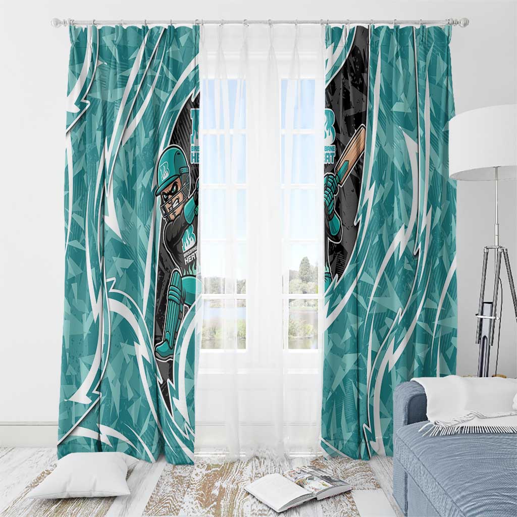 Brisbane Heat Window Curtain Flaming Lightning Storm Geometric Sports Mascot Art